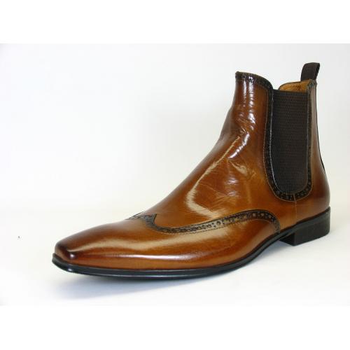 Carrucci Cognac Genuine Calf Skin Leather Boots KB8018-13